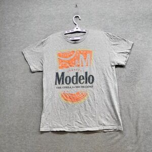 Modelo Men Shirt Large Gray Logo Cerveza Short Sleeve Tee